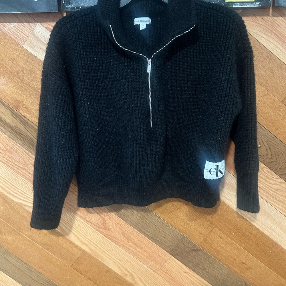 Calvin Klein Men's Black Knit Zip-Up Sweater